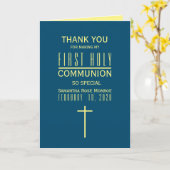 Eenvoudig modern, Eerste Heilige Communie Dank u Kaart (Gele Bloem)