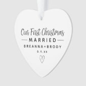 Eenvoudig modern eerste kersthuwelijk ornament (voorkant)