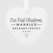 Eenvoudig modern eerste kersthuwelijk ornament (voorkant)