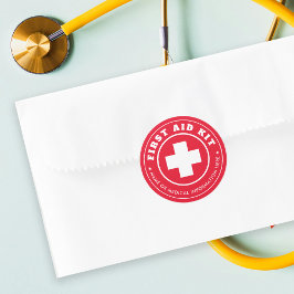 Eenvoudig Modern EHBO Rood en Wit Medisch Ronde Sticker