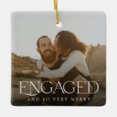 Eenvoudig modern elegant 2 kerstfoto's keramisch ornament (Voorkant)