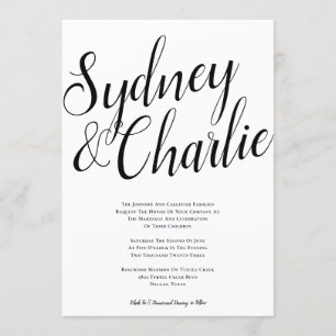 Eenvoudig modern Elegant Big Name Wedding Kaart