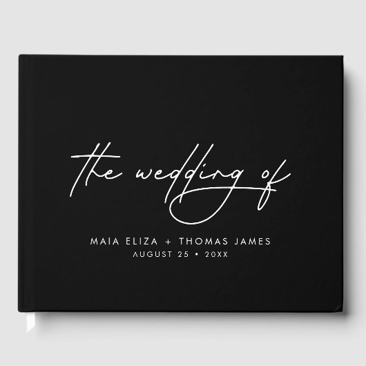Eenvoudig modern Elegant Black en White Wedding Gastenboek (Voorkant)