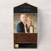 Eenvoudig modern elegant Black Gold Weddenschap All In One Uitnodiging (Buitenkant)