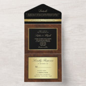 Eenvoudig modern elegant Black Gold Weddenschap All In One Uitnodiging (Binnen)