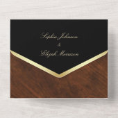 Eenvoudig modern elegant Black Gold Weddenschap All In One Uitnodiging (Achterkant)