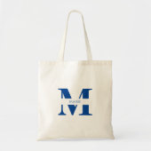 Eenvoudig Modern Elegant Blauw Gepersonaliseerd Mo Tote Bag (Voorkant)