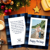 Eenvoudig Modern Elegant Blauw Plaid Kerstmis Gelu Feestdagenkaart