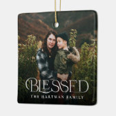 Eenvoudig modern Elegant Blessed 2 met kerstmis Keramisch Ornament (Links)