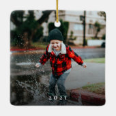 Eenvoudig modern Elegant Blessed 2 met kerstmis Keramisch Ornament (Achterkant)