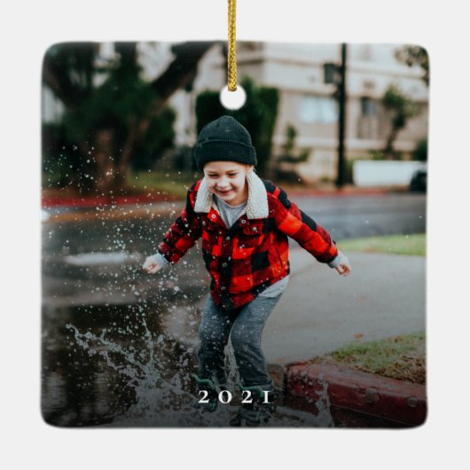 Eenvoudig modern Elegant Blessed 2 met kerstmis Keramisch Ornament (Achterkant)