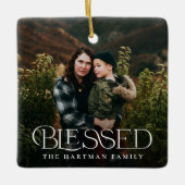 Eenvoudig modern Elegant Blessed 2 met kerstmis Keramisch Ornament (Voorkant)