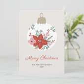 Eenvoudig modern elegant bloemenkerstornament feestdagenkaart (Staand voorkant)