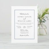 Eenvoudig modern Elegant Blue Border Script Weduwe Kaart (Staand voorkant)