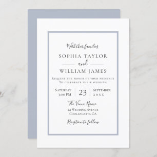 Eenvoudig modern Elegant Blue Border Script Weduwe Kaart