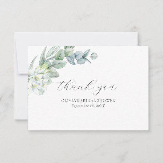 Eenvoudig Modern Elegant Boho Salie Groene Tinten  Bedankkaart (Voorkant)