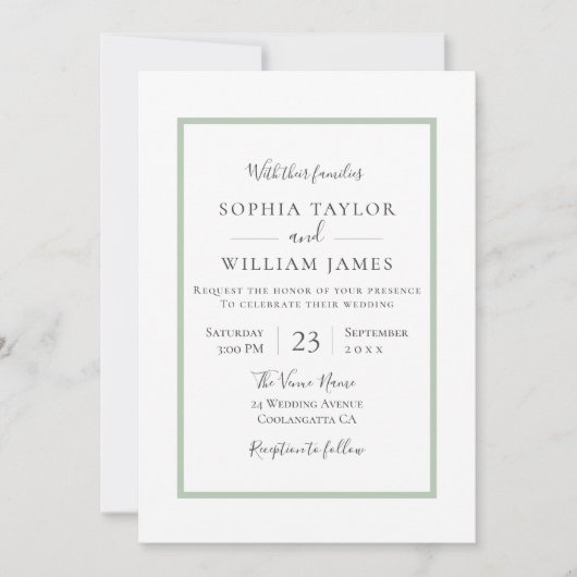 Eenvoudig modern Elegant Border Script Weddenschap Kaart (Voorkant)