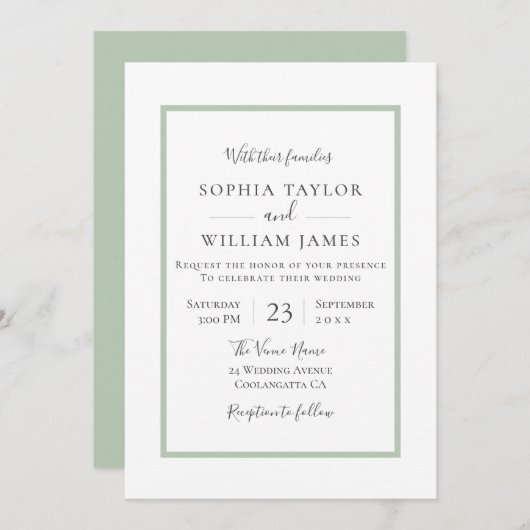 Eenvoudig modern Elegant Border Script Weddenschap Kaart (Voorkant / Achterkant)