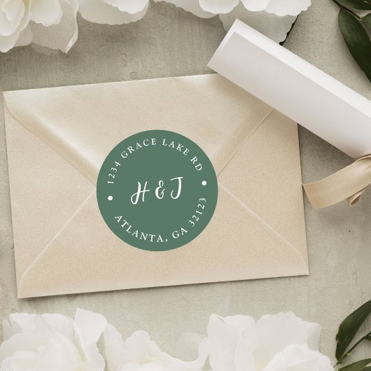 Eenvoudig Modern Elegant Bruiloft Retouradres Ronde Sticker