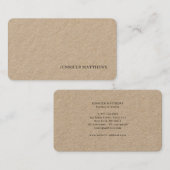 Eenvoudig modern, elegant bruin leder Linen Busine Visitekaartje (Voorkant / Achterkant)