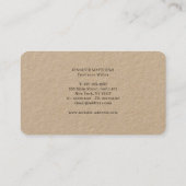 Eenvoudig modern, elegant bruin leder Linen Busine Visitekaartje (Achterkant)