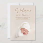 Eenvoudig Modern Elegant Bruin Script Baby Meisje  Aankondiging (Voorkant)