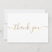 Eenvoudig Modern Elegant Chic Gouden Script Bedankkaart (Voorkant)