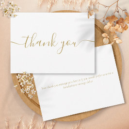 Eenvoudig Modern Elegant Chic Gouden Script Bedankkaart