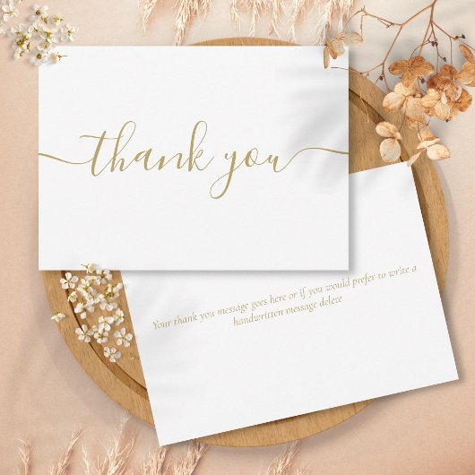 Eenvoudig Modern Elegant Chic Gouden Script Bedankkaart