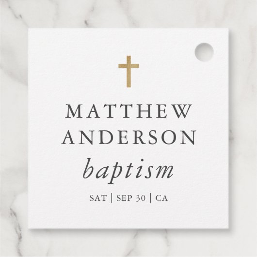 Eenvoudig modern Elegant Cross Baby Baptisme Bedankjes Labels (Achterkant)
