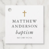 Eenvoudig modern Elegant Cross Baby Baptisme Bedankjes Labels (Voorkant)
