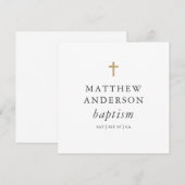Eenvoudig modern Elegant Cross Baby Baptisme Kaart (Voorkant / Achterkant)