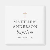 Eenvoudig modern elegant cross Baby Baptisme Magne Magneet (Voorkant)
