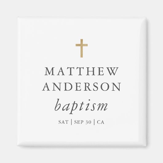 Eenvoudig modern elegant cross Baby Baptisme Magne Magneet (Voorkant)