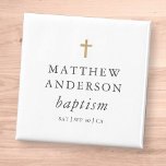 Eenvoudig modern elegant cross Baby Baptisme Magne Magneet<br><div class="desc">Het ontwerp is samengesteld uit eenvoudige typografie met sans serif en serif doopvont.</div>