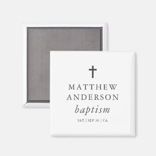 Eenvoudig modern Elegant Cross Baby Baptisme Magneet (Voorkant / Achterkant)