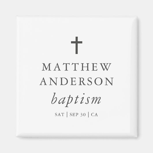 Eenvoudig modern Elegant Cross Baby Baptisme Magneet (Voorkant)