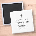 Eenvoudig modern Elegant Cross Baby Baptisme Magneet<br><div class="desc">Het ontwerp is samengesteld uit eenvoudige typografie met sans serif en serif doopvont.</div>
