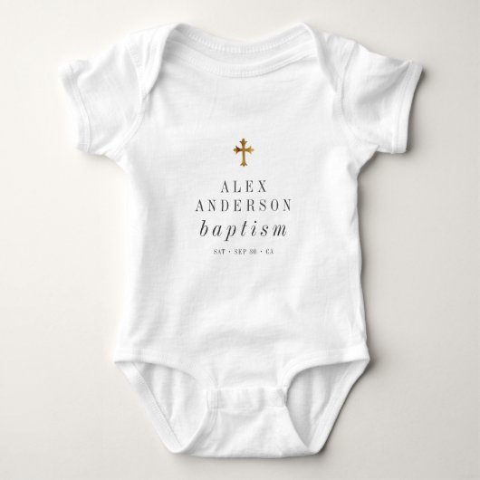 Eenvoudig modern Elegant Cross Baby Baptisme Romper (Voorkant)