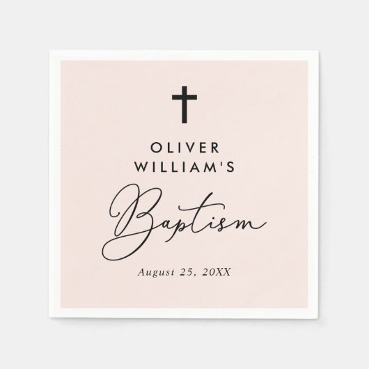 Eenvoudig modern Elegant Cross Baby Baptisme Servet (Voorkant)