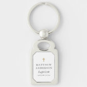 Eenvoudig modern Elegant Cross Baby Baptisme Sleutelhanger (Voorkant)