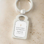 Eenvoudig modern Elegant Cross Baby Baptisme Sleutelhanger<br><div class="desc">Het ontwerp is samengesteld uit eenvoudige typografie met sans serif en serif doopvont.</div>