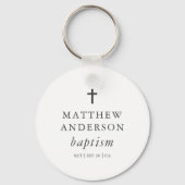 Eenvoudig modern Elegant Cross Baby Baptisme Sleutelhanger (Voorkant)