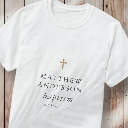 Eenvoudig modern Elegant Cross Baby Baptisme T-shirt