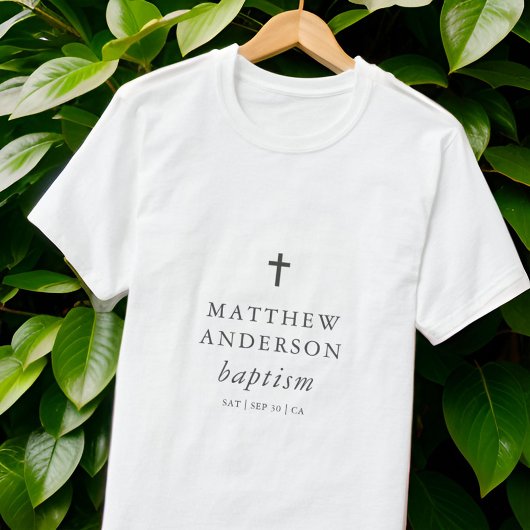 Eenvoudig modern Elegant Cross Baby Baptisme T-shirt
