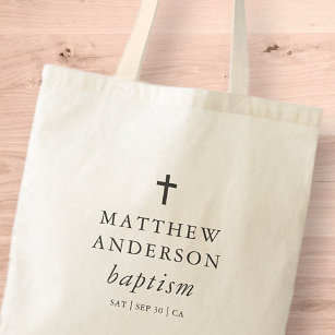 Eenvoudig modern Elegant Cross Baby Baptisme Tote Bag