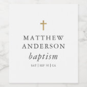 Eenvoudig modern Elegant Cross Baby Baptisme Wijn Etiket (Enkel label)