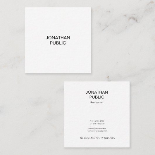 Eenvoudig, modern, elegant design, professioneel d vierkante visitekaartje (Voorkant / Achterkant)