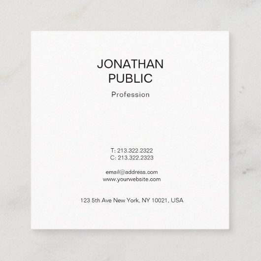 Eenvoudig, modern, elegant design, professioneel d vierkante visitekaartje (Achterkant)