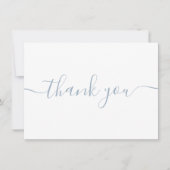 Eenvoudig modern Elegant Dusty Blue Script Bedankkaart (Voorkant)